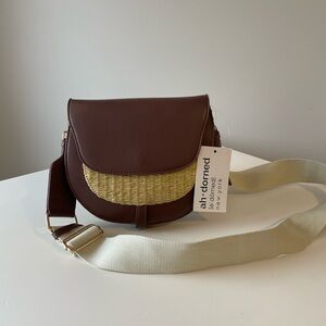NWT AHDORNED Cassidy Raffia Crossbody in brown